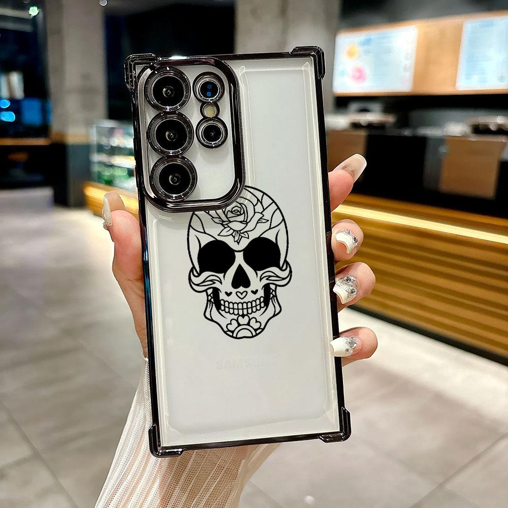 Horror Black Skull Skeleton Coque For Galaxy S26 Ultra Phone Case For Samsung S26 S25 S24 S23 S21 Ultra S20 FE S25 Plus 5G Cover