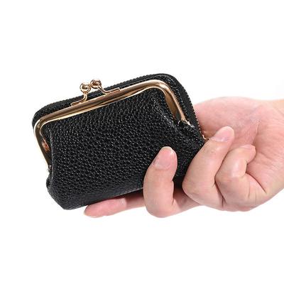 Damenmode Mini-Geldbörse Kunstleder Reißverschluss Geldbeutel Klassisches Design Kartenhalter Geldbörsen