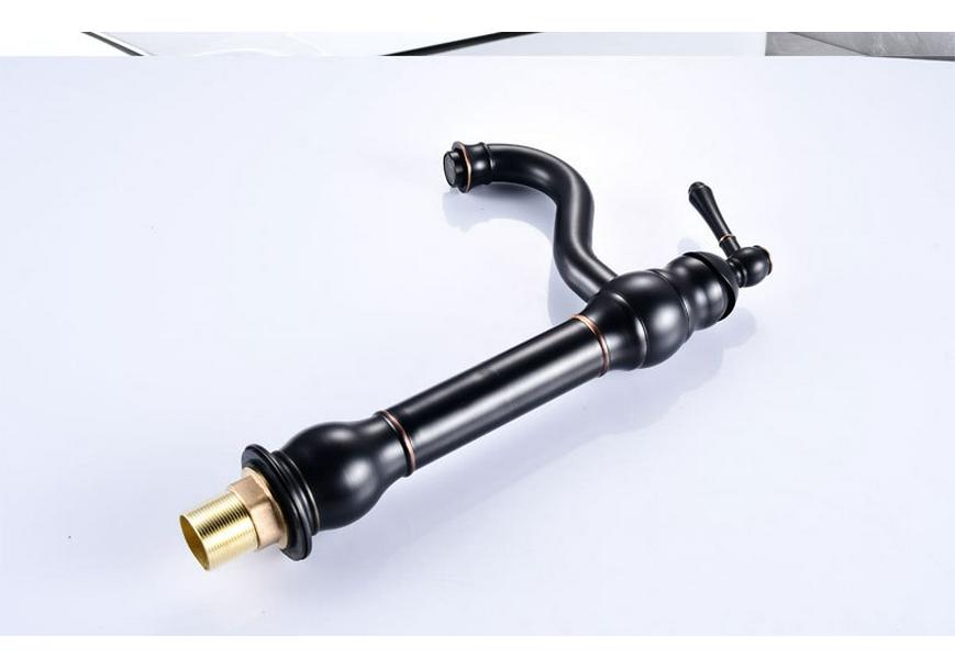 Antique American Brass Kitchen Faucet with Dual Temperature Control In Matte Black Finish