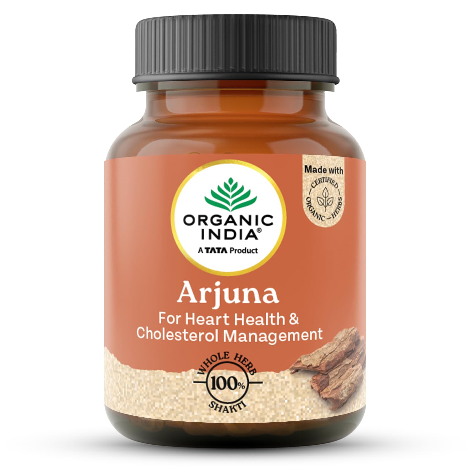 

TATA Organic India Arjuna Veg Capsules 60 Count Heart Health Support Natural Supplement