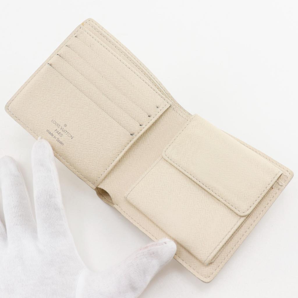 Louis Vuitton Portefeiulle Marco Bi-Fold Wallet N60018 White Damier Azur Canvas Unisex Used