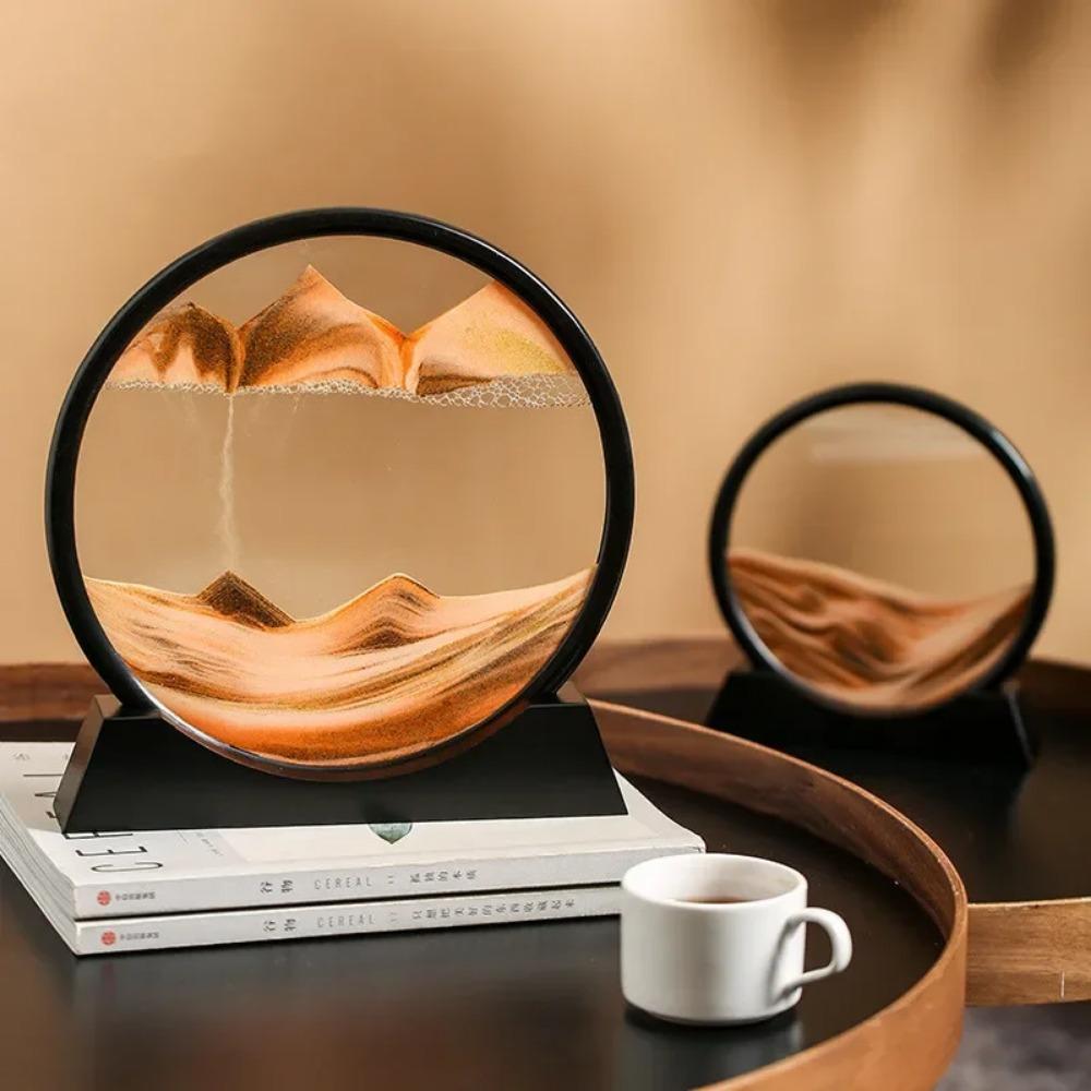 3D Moving Sand Art Round Liquid Hourglass Flowing Sand Painting Sandscape Motion Display Quicksand Painting Home Decor Gifts