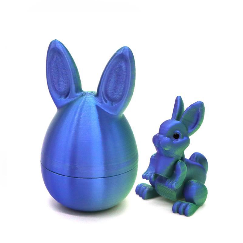 Model 2pc/Set 3D Printed Cute Bunny Eggs Ornament Animal Easter Rabbit Home Desktop Ornament Happy Easter Party for Kids Gift