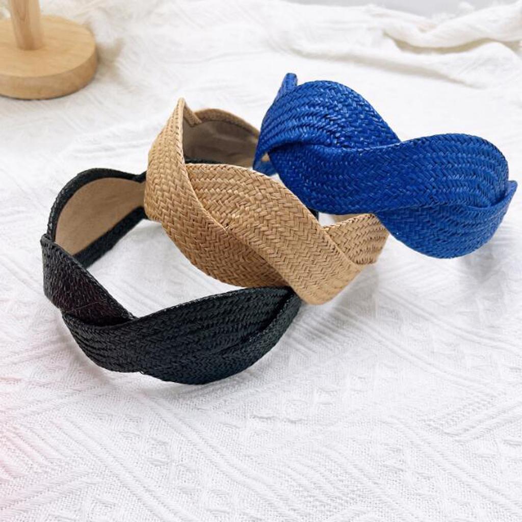 PROLY Neues Mode Stirnband für Frauen Einfarbig Turban Sommer Handgefertigt Geflochtene Kopfbedeckung Haaraccessoires