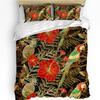 Parrot King Queen Bedding Set Cute Birds Colourful Feather Duvet Cover Tropical Flowers Comforter Cover Polyester Quilt Cover