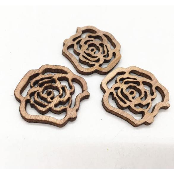 Amosfun 30pcs Laser Cut Wood Embellishment Hollow Out Wooden Rose Flower Shape Wood Discs Unfinished Wood Cutout for Arts Crafts DIY Decoration