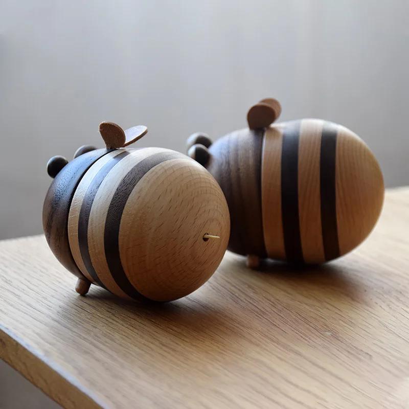 2025 New Little Bee Toothpick Box Creative Toothpick Tube, Dining Room Living Room Wooden Cute Toothpick Jar