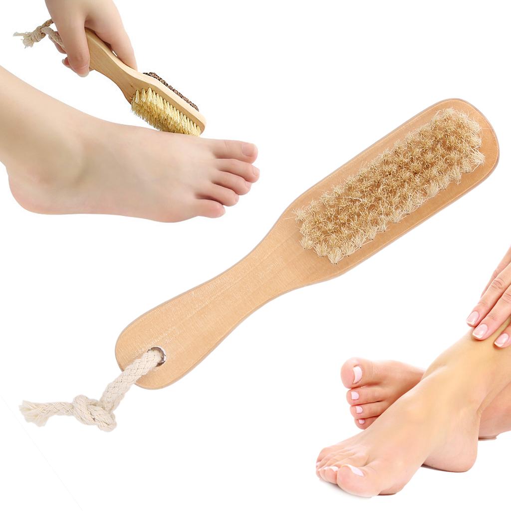 Wooden Foot Bristle Brush Pumice Stone Foot Callus Remover Double Sided Foot Scrubber