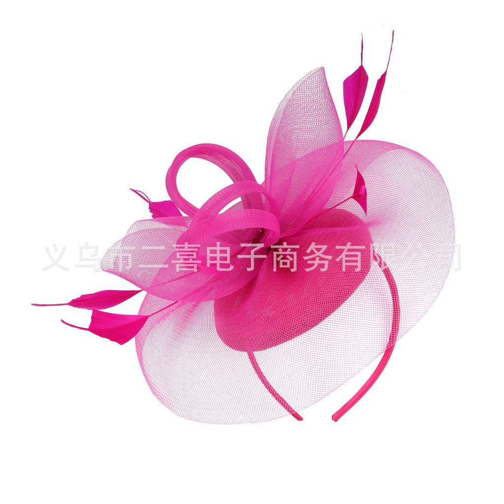 New European and American Bridal Feather Mesh Hair Accessories Hemp Yarn Headgear Retro Fashion Elegant Top Hat