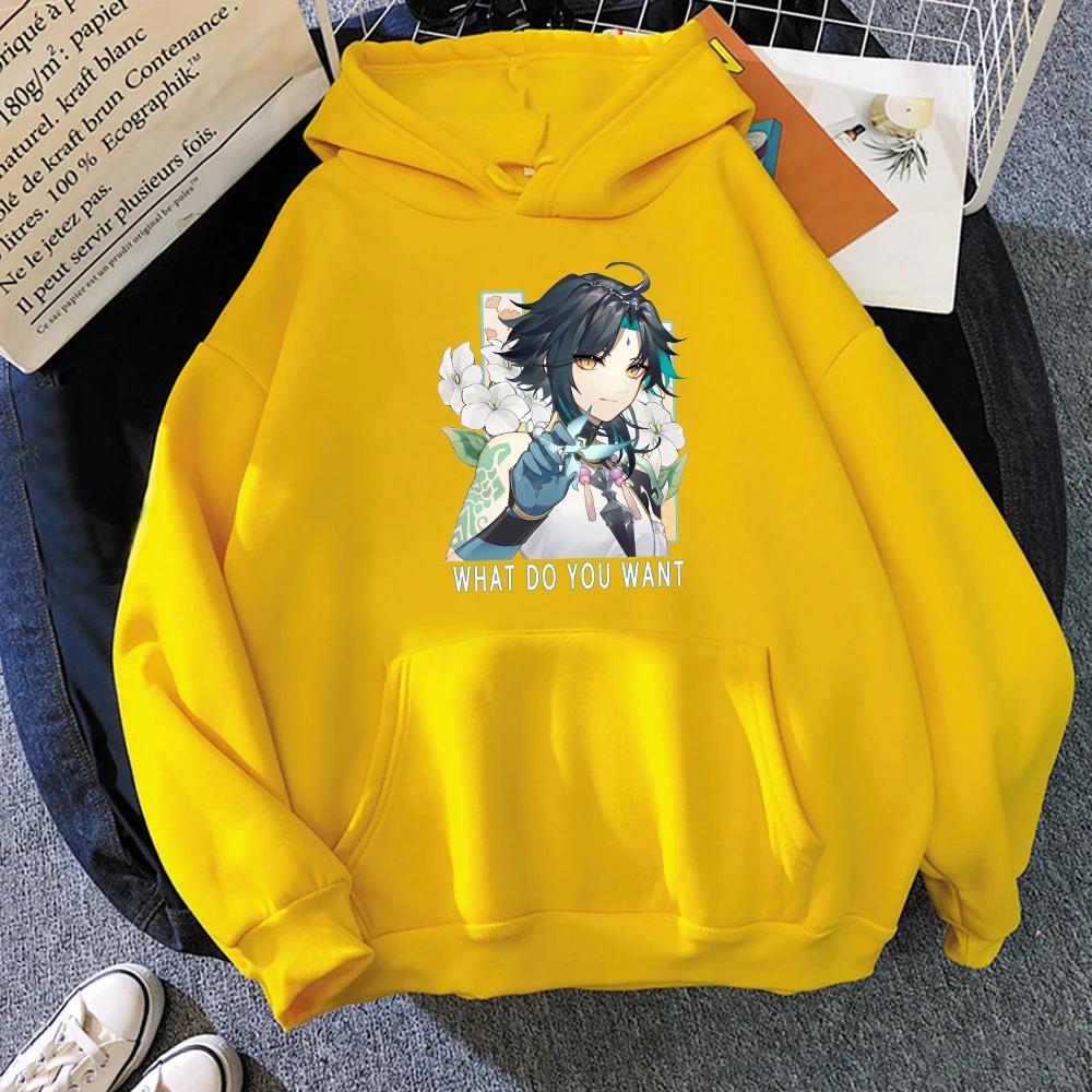 Hot Game Anime Hoodie Handsome Xiao Print Genshin Impact Punk Clothes Women Oversized Sweatshirt Men