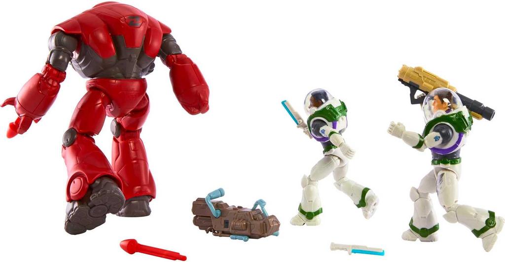 Mattel Disney Pixar Lightyear Set Action Figures Space Rangers vs. Robots Crash Pack Buzz Lightyear Izzy Hawthorne Zyclops 5-Inch Scale