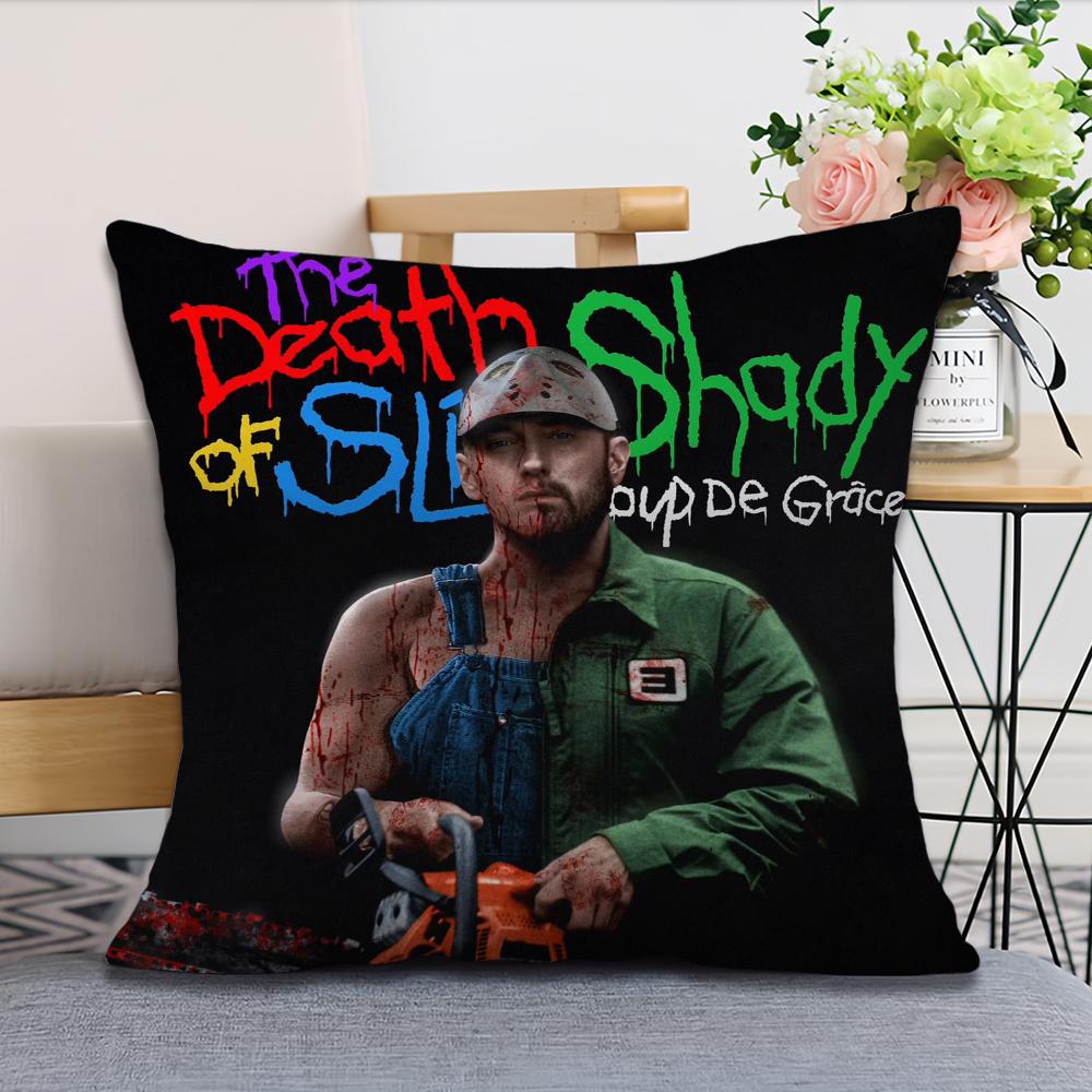 

The Death of Slim Shady Eminem Pillow Case Fan Style Square Home Decor Cushion Cover Design Printed 16x16Inch