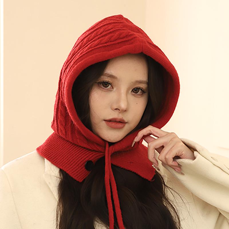 

Женский комплект из вязаной шапки и шарфа из искусственного кашемира – толстый, теплый, ветрозащитный для осени и зимы One Size вино красного