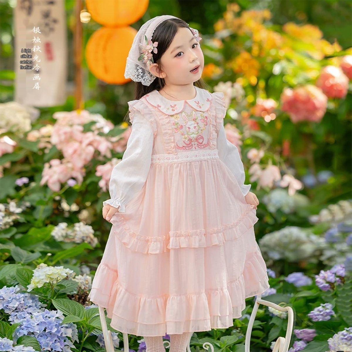 Осенний стиль Танский костюм: Детский костюм ханьфу для девочек 120