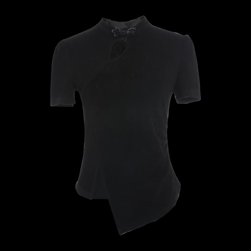 Tatu Women's New Chinese Style Knit Short-Sleeve Top