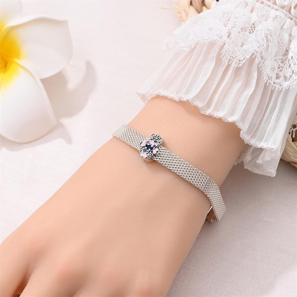 Flat Bead Fatima Lucky Clover Life Tree 925 Silver DIY Style Jewelry Accessories Bracelet Beaded Bracelet