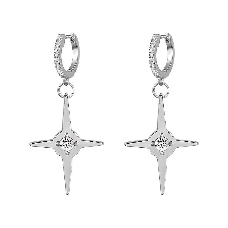 

Cross-set diamond zircon mango earrings, new high-end star earrings, earclips, cold wind temperament earrings.