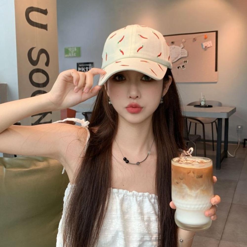 Sunscreen Chili Embroidered Baseball Cap Creative Cotton Baseball Cap Red Pepper Hat  Summer