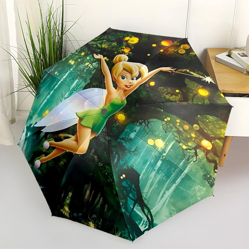 

Tinkerbell Themed Automatic Opening and Closing Umbrella, Brightly Colored 8-rib Portable Umbrella, Suitable for Men and Women, A Perfect Gift for Chr