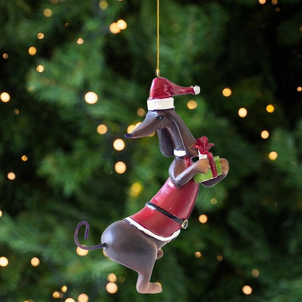 

Прочный мультяшный акриловый рождественский кулон с собакой, двухсторонний печатный орнамент для собаки, подвесной знак для автомобиля