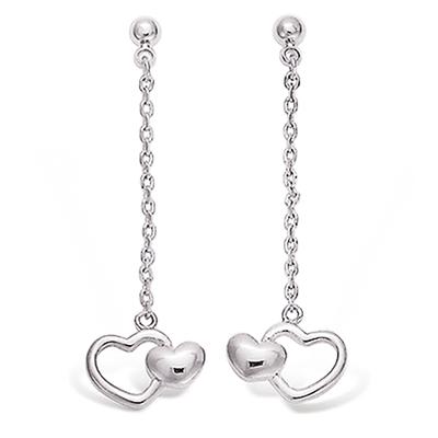 [L1268] - Silver 'Love' Silver Earrings (rhodium-plated) - 35x10 Mm