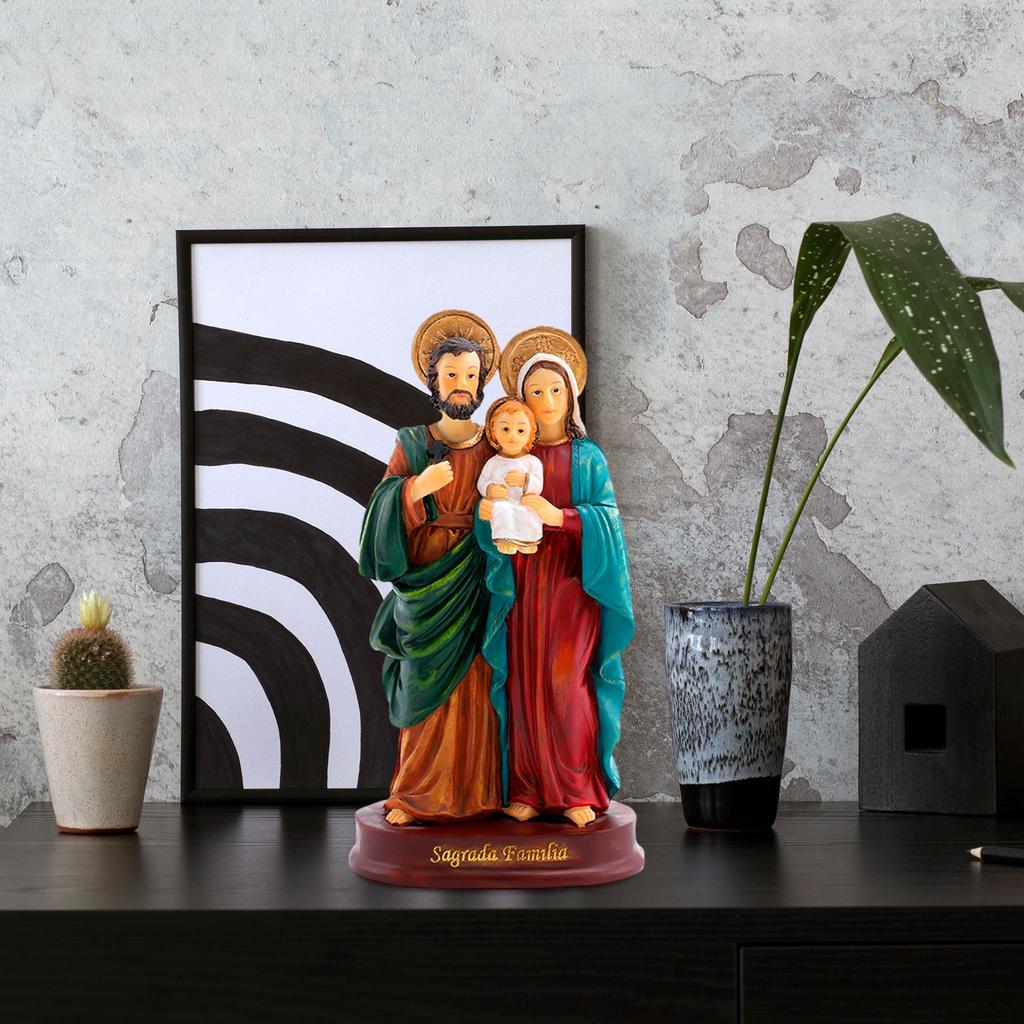 Holy Family Statue Jesus Figurine Craft Nativity Scene for Desktop Home Gift Home Decor Sculpture Mary Joseph