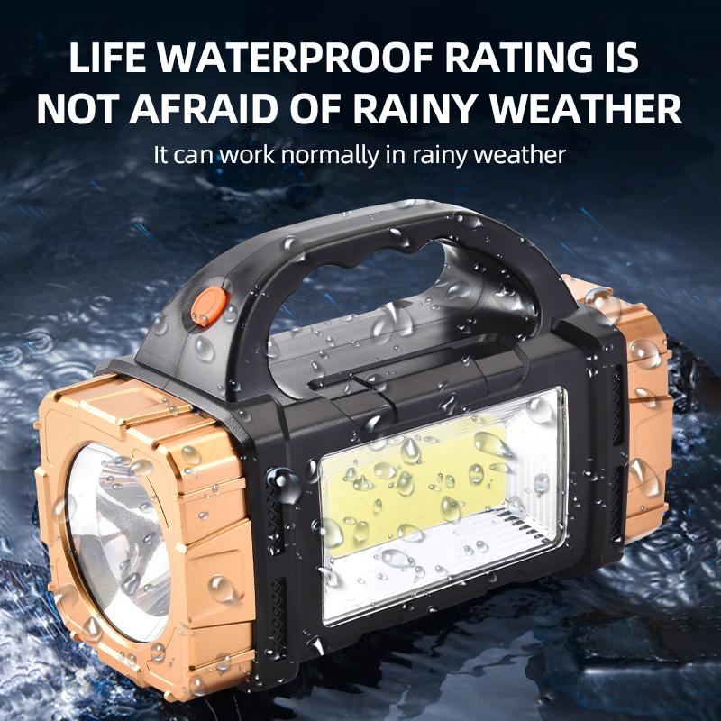 High Power Rechargeable LED Flashlight Multifunctional Portable Light with Side Light Waterproof Multiple Lighting Modes
