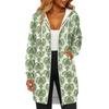 Women's Fashionable Printed  Long Sleeved Drawstring Hooded Zipper Pocket Long Casual Sweatshirt Jacket
