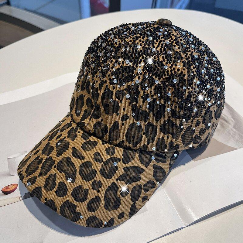 Leopard Print Baseball Cap With Rhinestones For Summer Street Style Fans