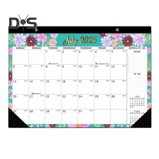 Kalendarz Ścienny 2025-2026 Projekt Kwiatowy Kalendarz do Powieszenia na Ścianie Lipiec. 2025 - Grudzień. Planer Miesięczny 2026 18 do Dekoracji Domowego Biura Szkoły