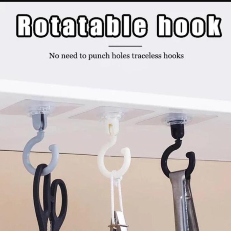 20/10 Pcs Self-Adhesive Wall Hanging Hook 360° Rotating No-Drilling Ceiling Household Hook