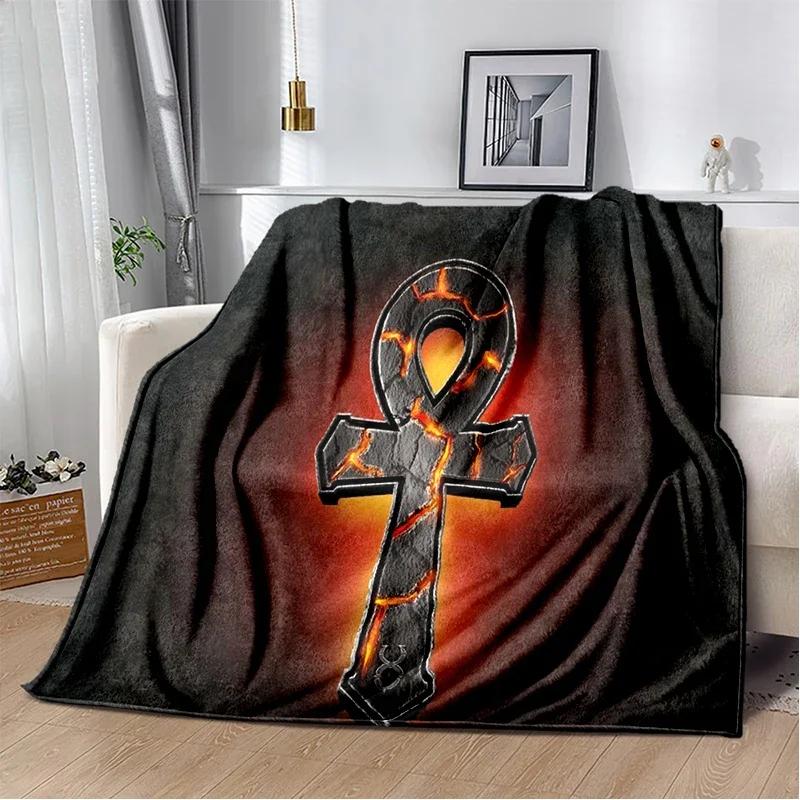 Egypt Blanket Cross Flannel Throw Blanket Soft Cover Lightweight Warm Blankets for Bed Sofa Couch King Queen Size for Teens Man