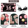 Vicycaty Sweet 16 Birthday Decorations - Backdrop Banner, Happy 16th Party Decor for Girls, Rose Gold Pink Sixteen Yard Sign, Photo Props for Outdoor