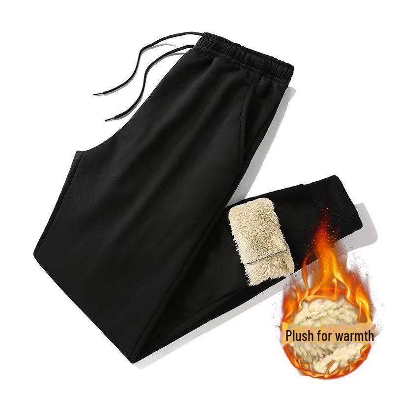 Tuta Sportiva Invernale da Uomo Taglie Forti in Pelle d'Agnello con Felpa con Cappuccio Foderata in Velluto e Pantaloni Casual