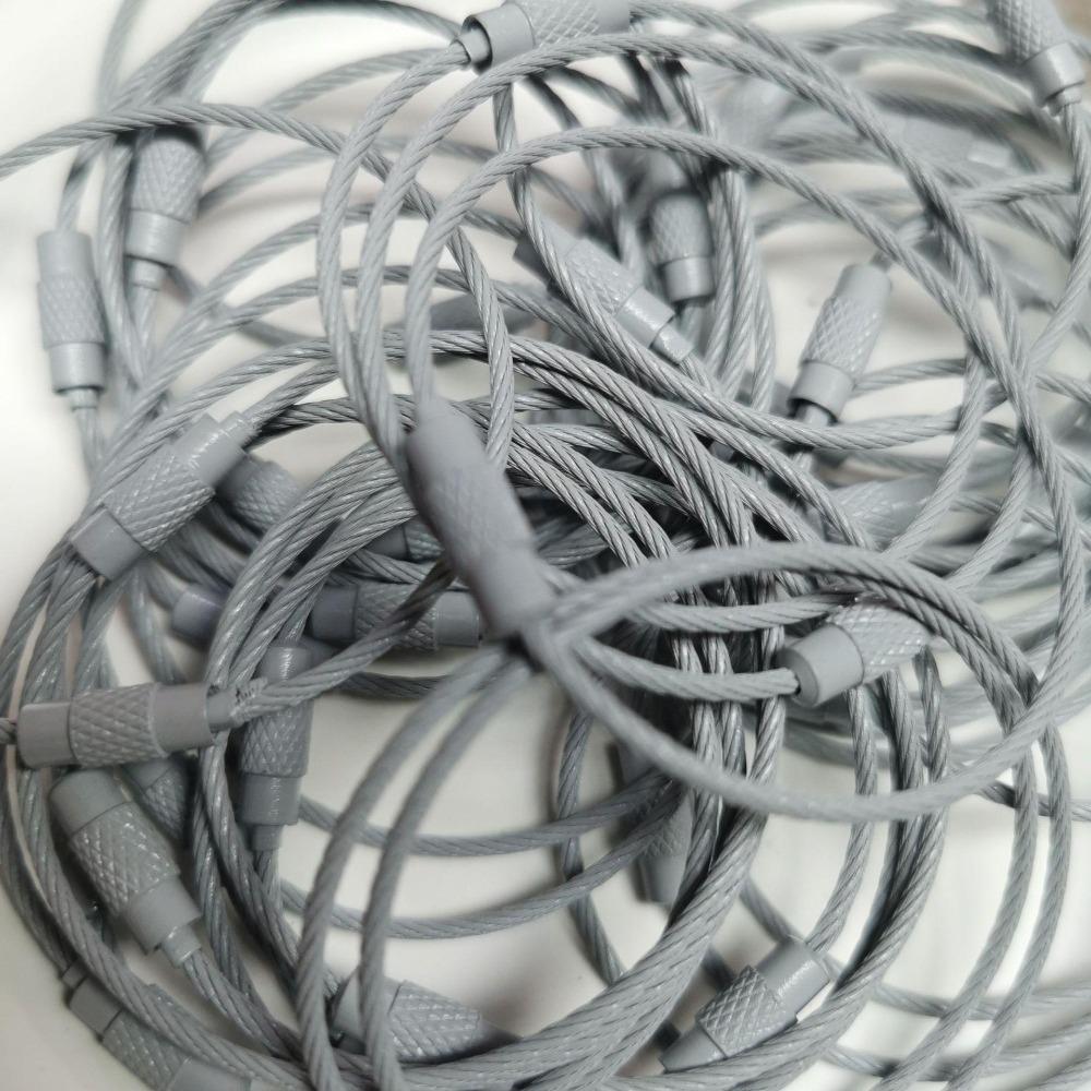 20PCS color paint wire rope 25 colors manufacturer wholesale key ring chain DIY tag cartoon key lanyard accessories