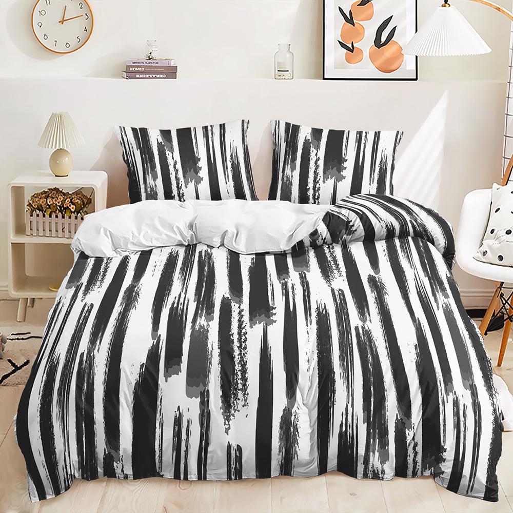 Quilt Cover Geometric Lines Simple Wind Digital Printing Three-Piece Bedding