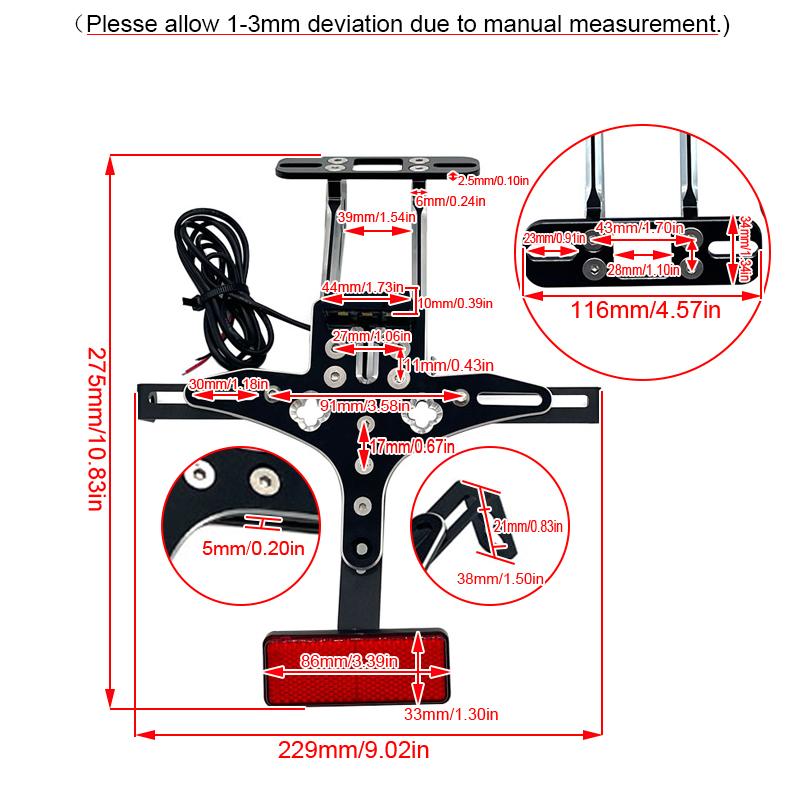 Fit For Yamaha MT-09 FZ-09 2014 2015 2016 MT09 FZ09 Mt09 Tracer 900 Motorcycle Adjustable License Plate Bracket Holder LED