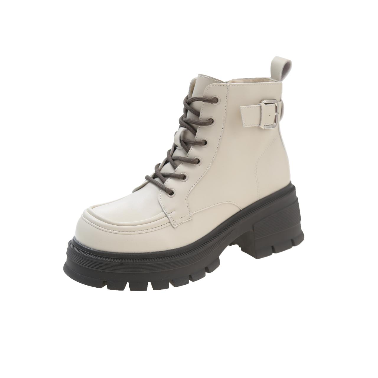 Модные ботинки для женщин Платформа Высокие модные ботинки Боковая молния Шнуровка Теплая — фото 8