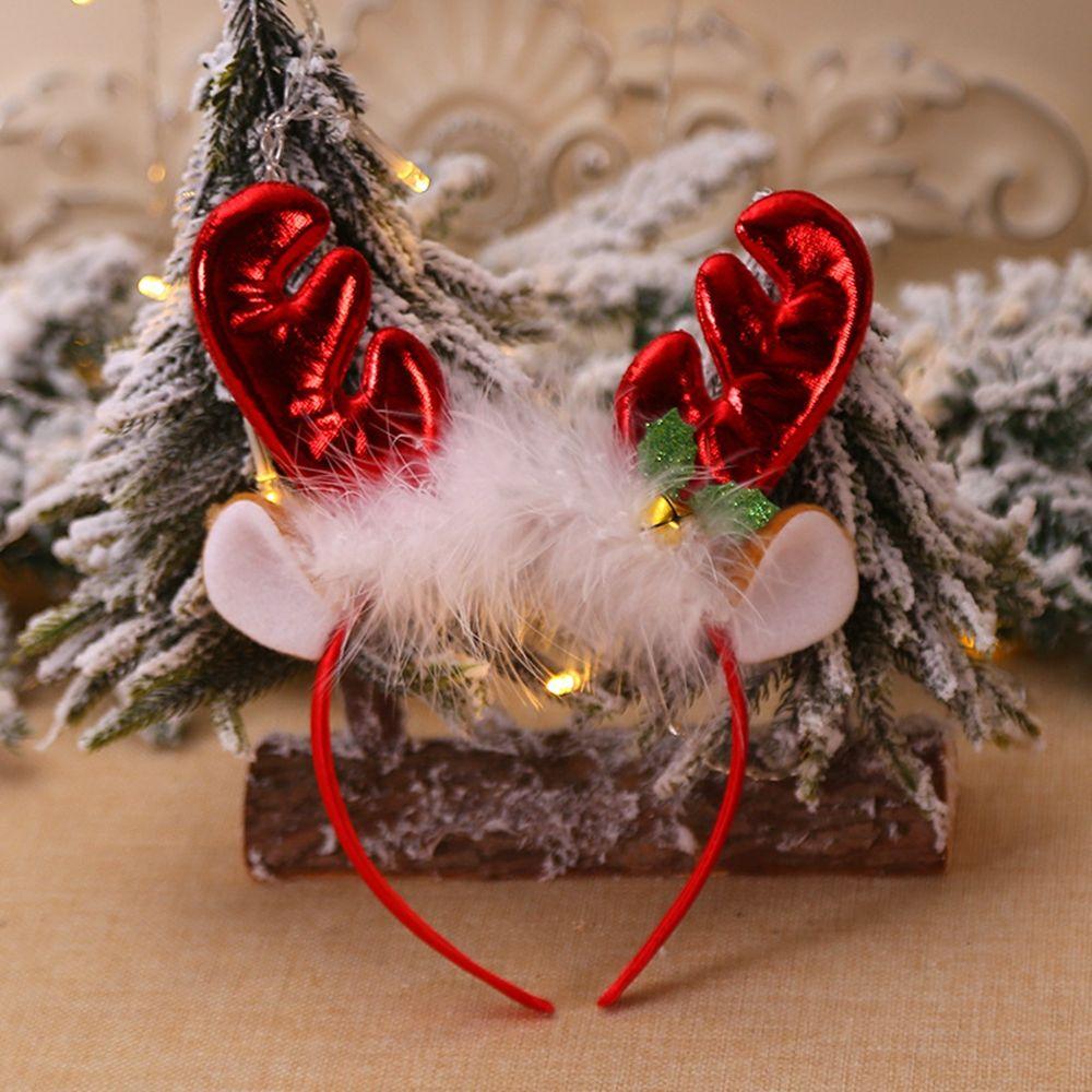 Dress Up Elk Bells Christmas Hair Band Antlers Headband Female Plush Hair Hoop Christmas Decoration