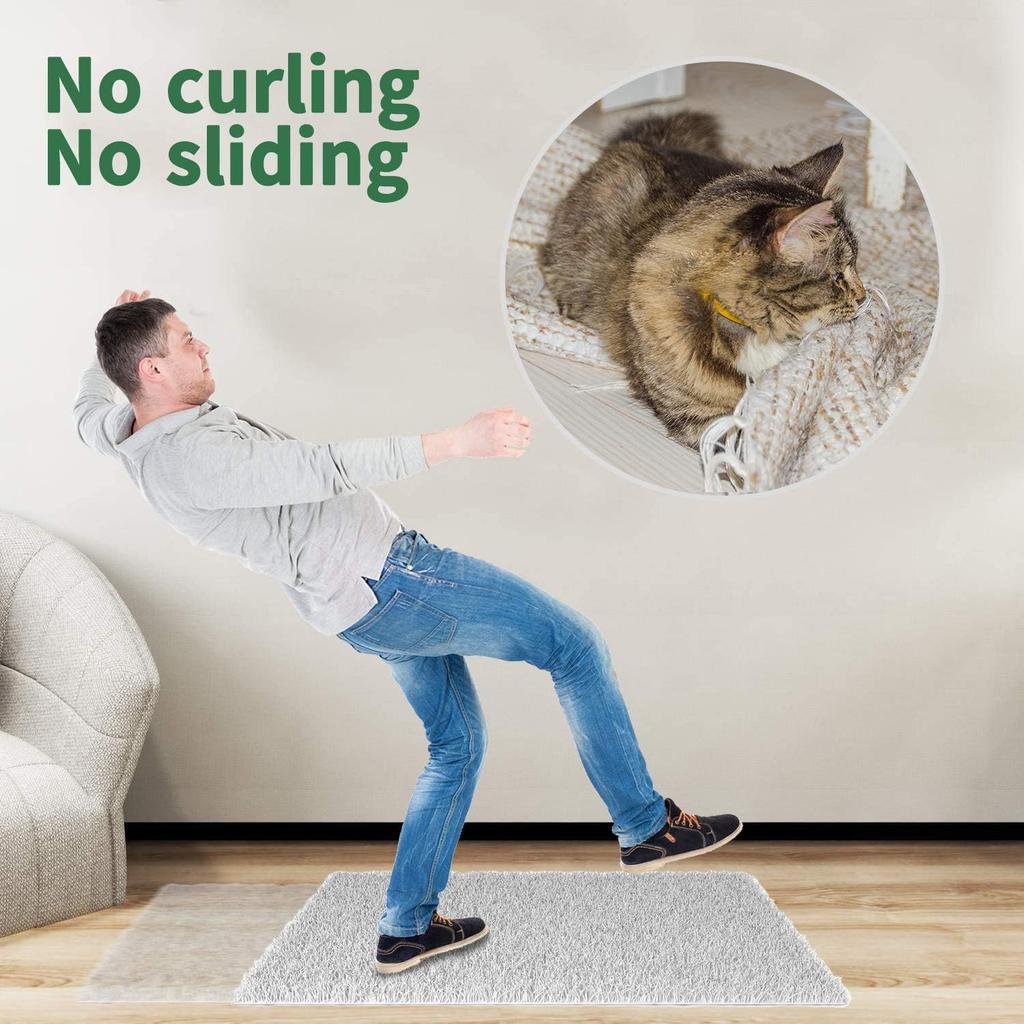 Rug Stopper, 16 Pcs Double Sided Non Slip Reble Rug Tape, Washable for Hardwood, Tile, Carpets, Mats, Wall (Black)