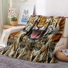 1Pc Tiger Lion Print Flannel Blanket, High Quality Comfortable for All Seasons, Home Decor, Warmth and Comfort, Perfect for Gifts