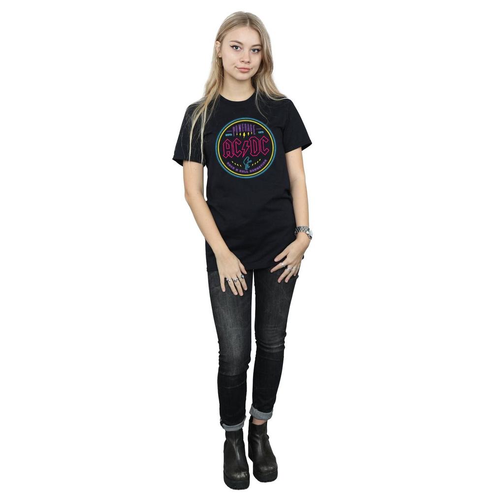 AC/DC Womens/Ladies Circle Neon Cotton Boyfriend T-Shirt