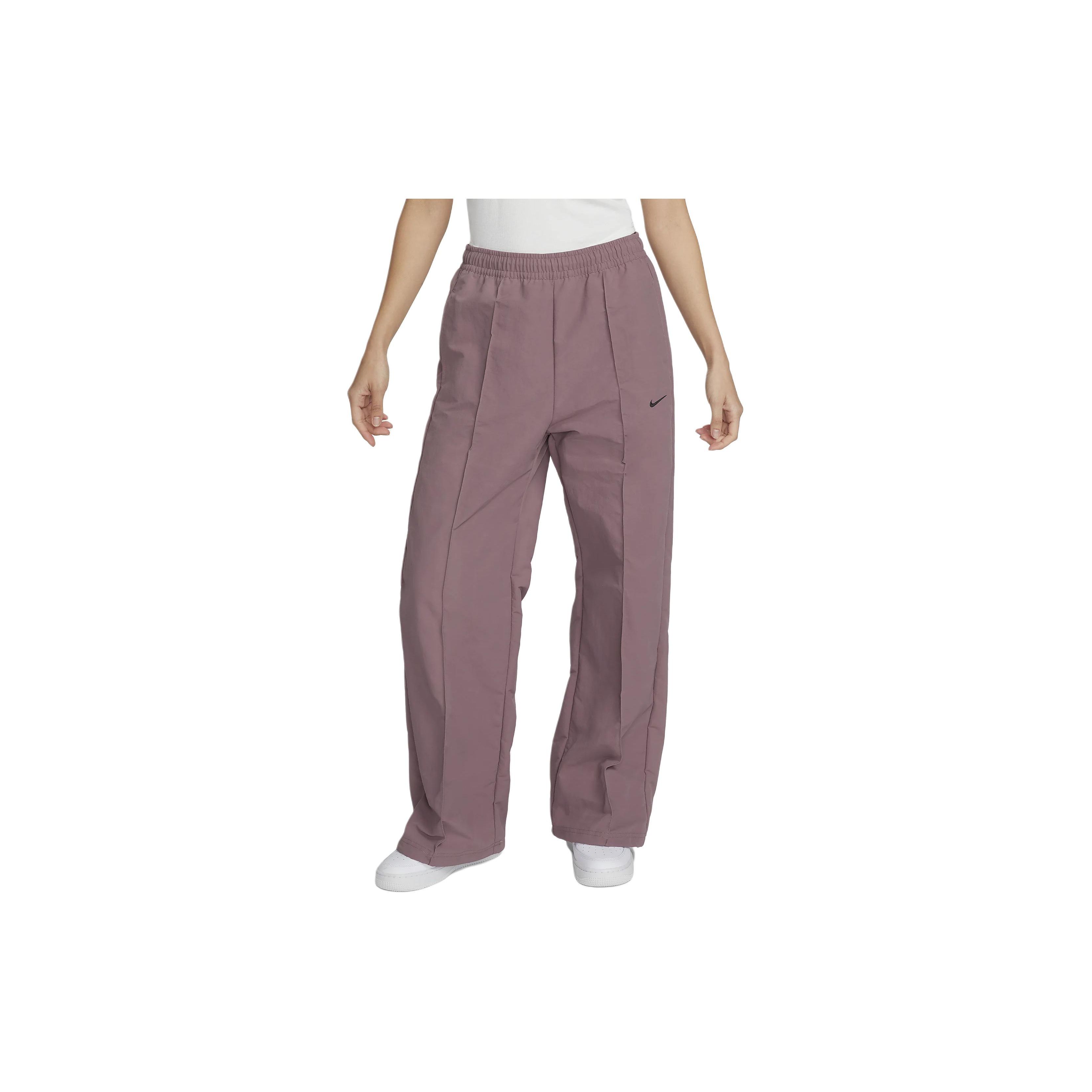 

Nike Solid Color Lace-Up Mid-Rise Open Hem Design Casual Pants Women Bottoms Smoky-Purple Red FQ3589-208 XS