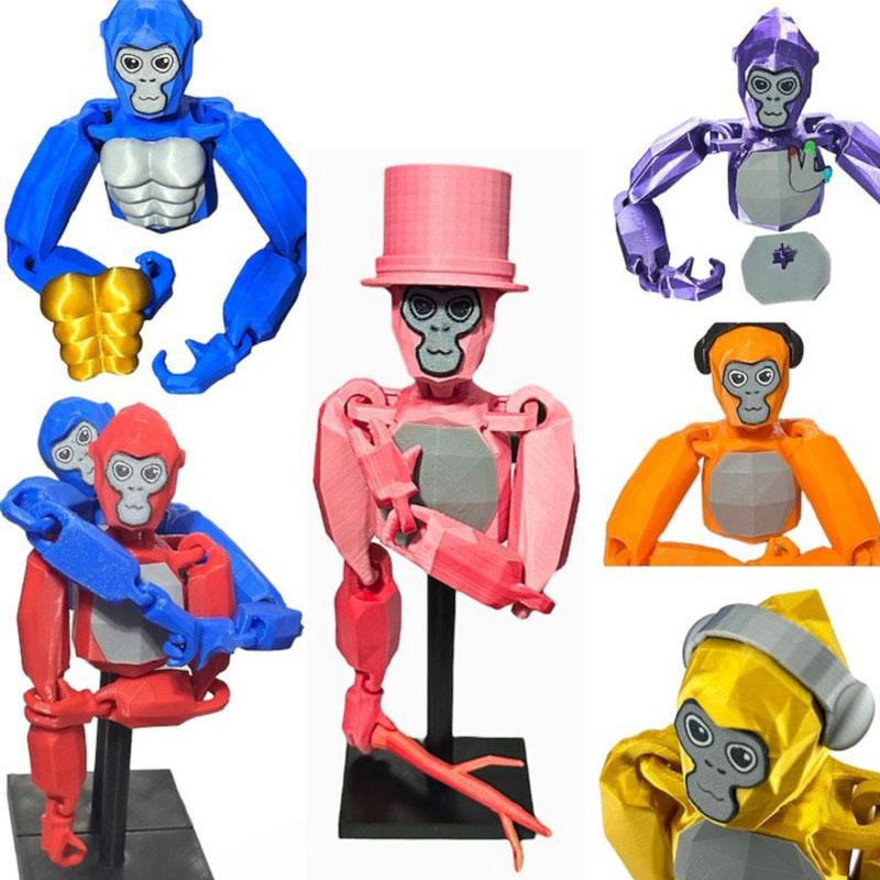 Gorilla Tag Figurine Fidget Flessibile Scimmia Stampata 3D Bambole con Articolazioni Mobili Giocattoli Animali Cartoni Animati Decorazioni per la Casa Regali di Compleanno per Bambini