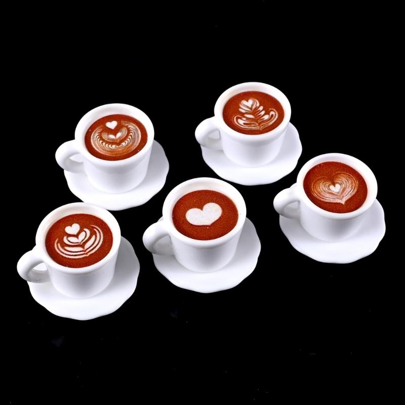 Coffee Cup Spoon Miniature Coffee Cups Pretend-Play Kid Saucer Kitchen Realistic Dollhouses Saucer Props