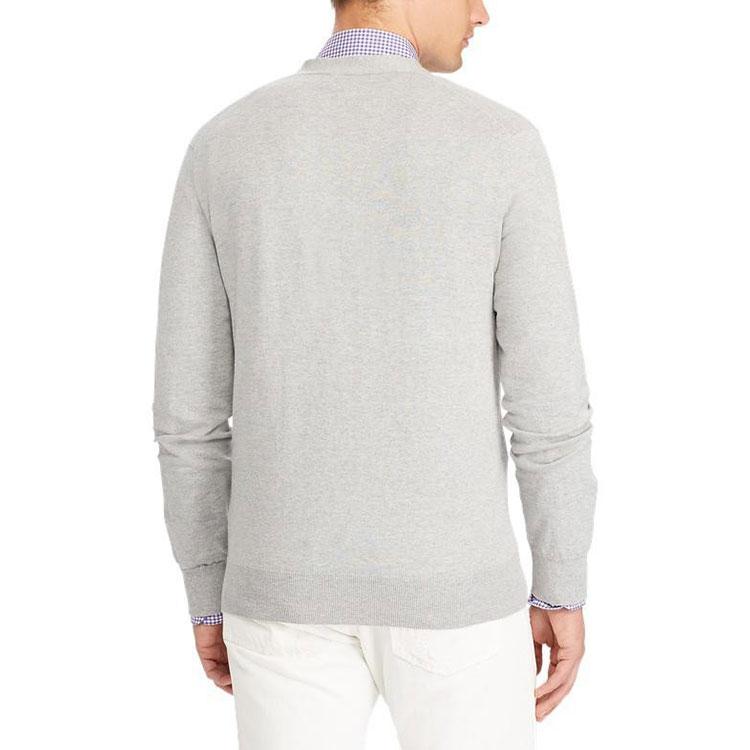 Polo Ralph Lauren SS22 Solid Color Single-Breasted V-Neck Long Sleeve Knit Sweater Men Sweater Gray MNPOSWE16810078-F16