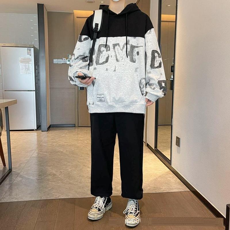 

Men s Casual Sports Suit 2025 New Style And Trendy Breathable Multi-Match Jumpsuit Tracksuit Set XXL чёрный