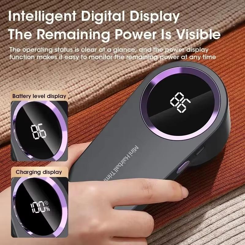 Fabric Shaver Lint Remover Rechargeable Electric Sweater Defuzzer with Digital LED Display Remove Fuzz Pills for Clothes