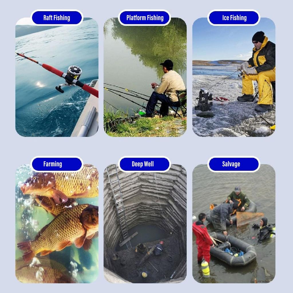 Dron de Pesca Submarina 30m Visible Pantalla Grande Video Pez Cámara de Pesca Submarina para Pesca desde Barco - Cable, 1080P, Buscador de 4.3 pulgadas,