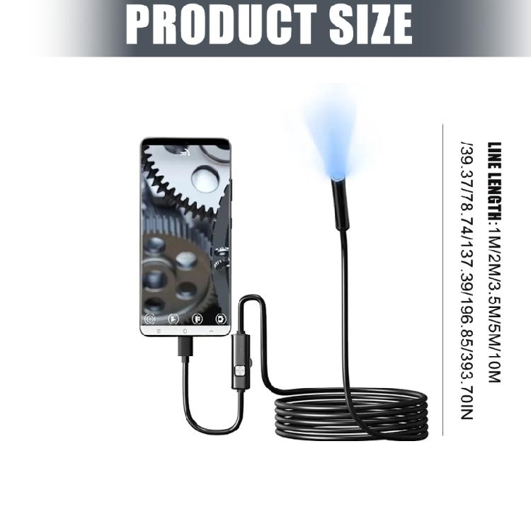 Type C USB Endoscope 7mm Flexible Inspection Camera Waterproof Adjustable LED Light for Smartphones Tablets Computers